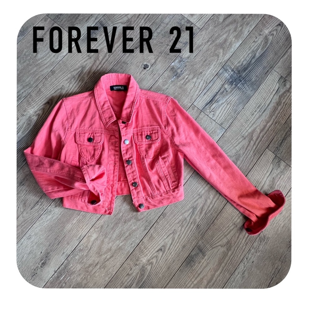 Forever 21 Pink Jean Cropped Jacket